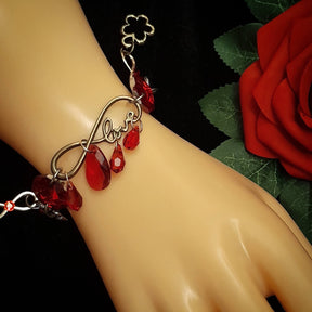 Red Crystal Eternity Heart Bracelet