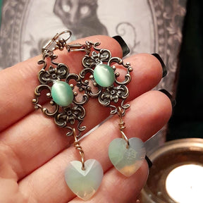 Mint Green Crystal Victorian Style Earrings