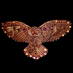 Hairclip Rose Gold Owl Purple Crystals