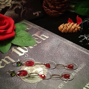 Long Dangle Red Crystal Earrings