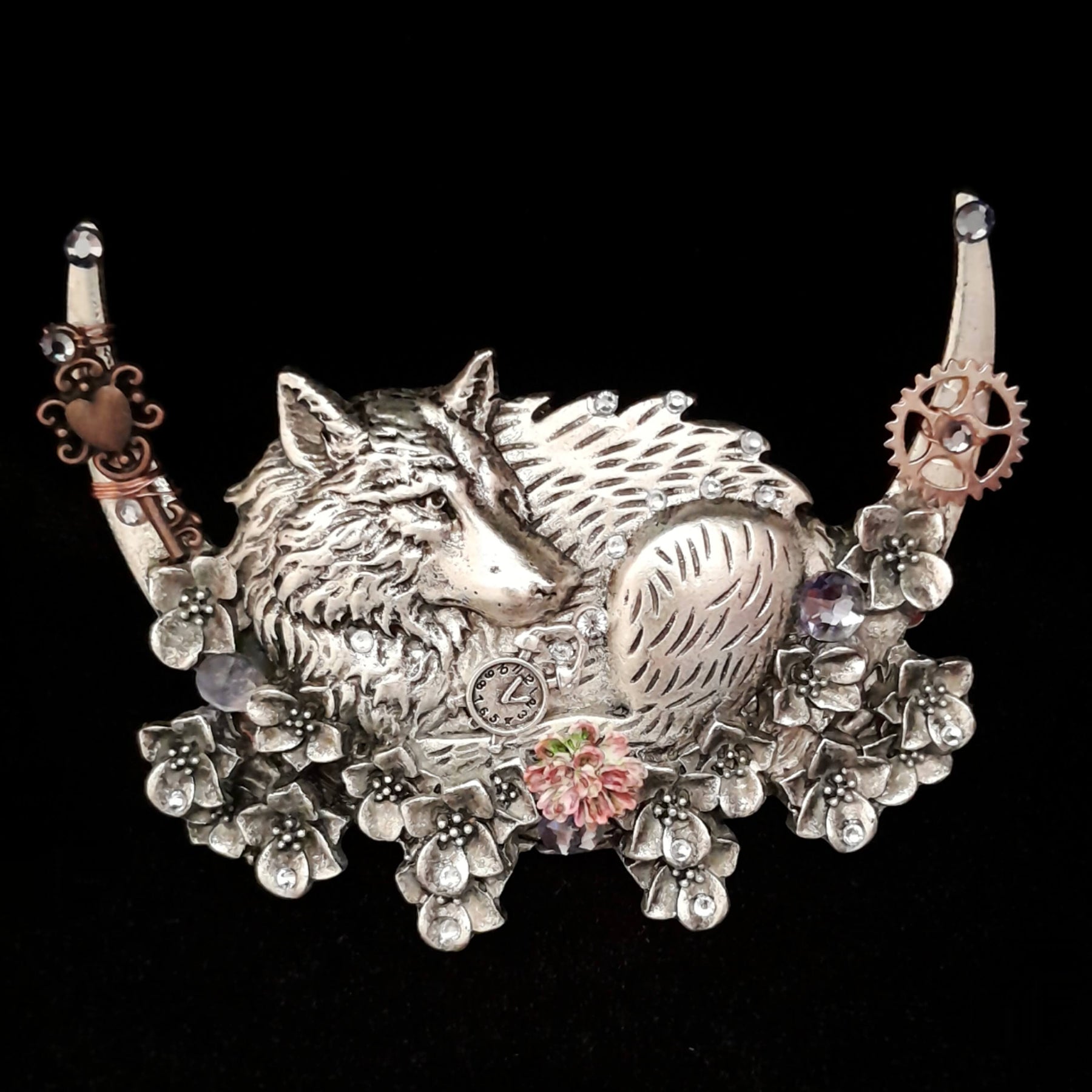 Lavender Crystal Hairclip Wolf Barrette