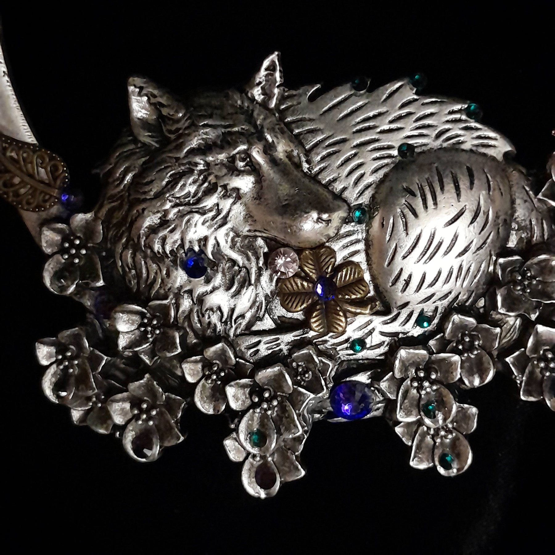 Purple Crystal Hairclip Wolf Barrette