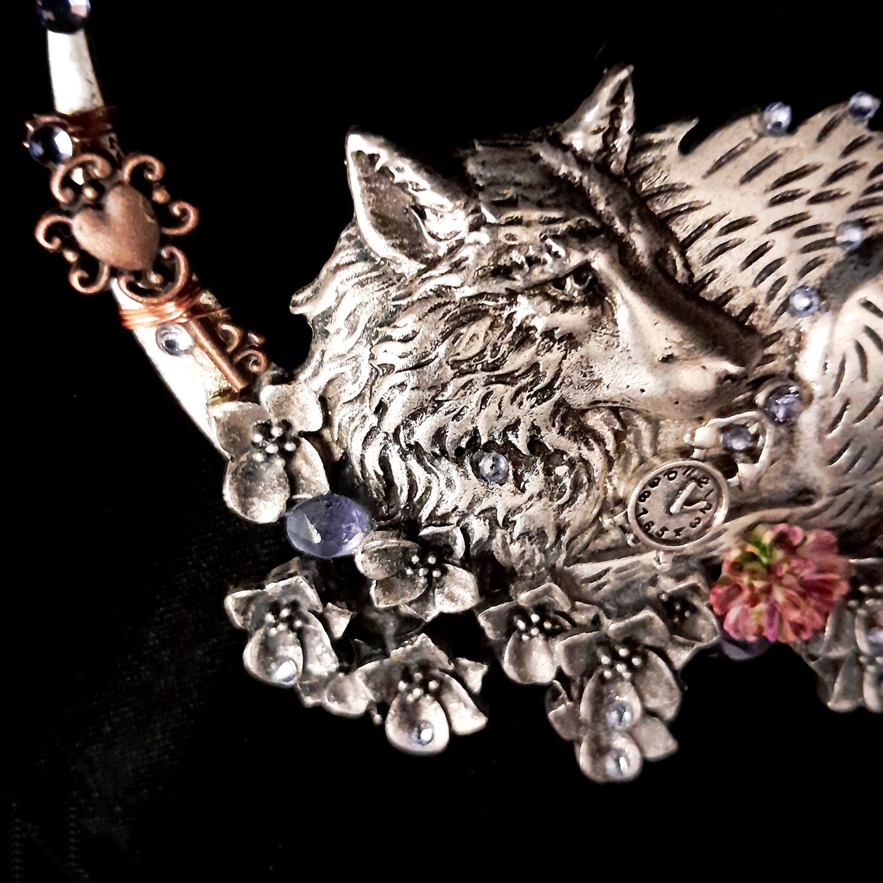 Lavender Crystal Hairclip Wolf Barrette