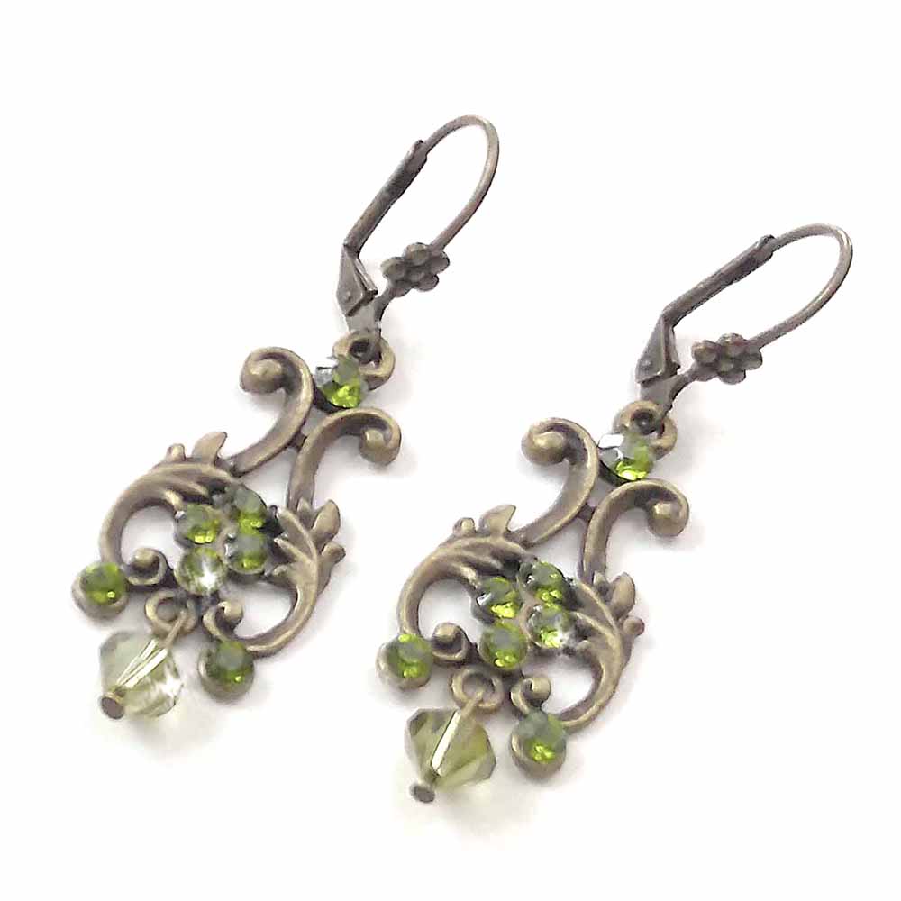 Green victorian earrings