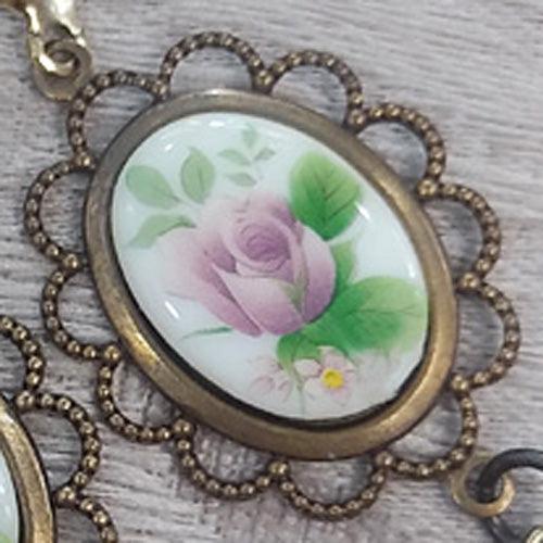 Flower Cameo Dangle Earrings