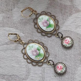 flower cameo earrings victorian style